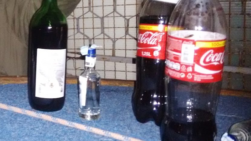 red wine, vodka and coca cola drink cocktail