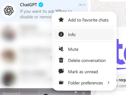 desktop version has ability to delete chatgpt from viber windows